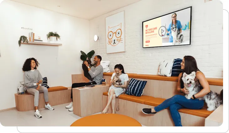 Veterinary digital signage creating calming environment Veterinary digital signage creating calming environment