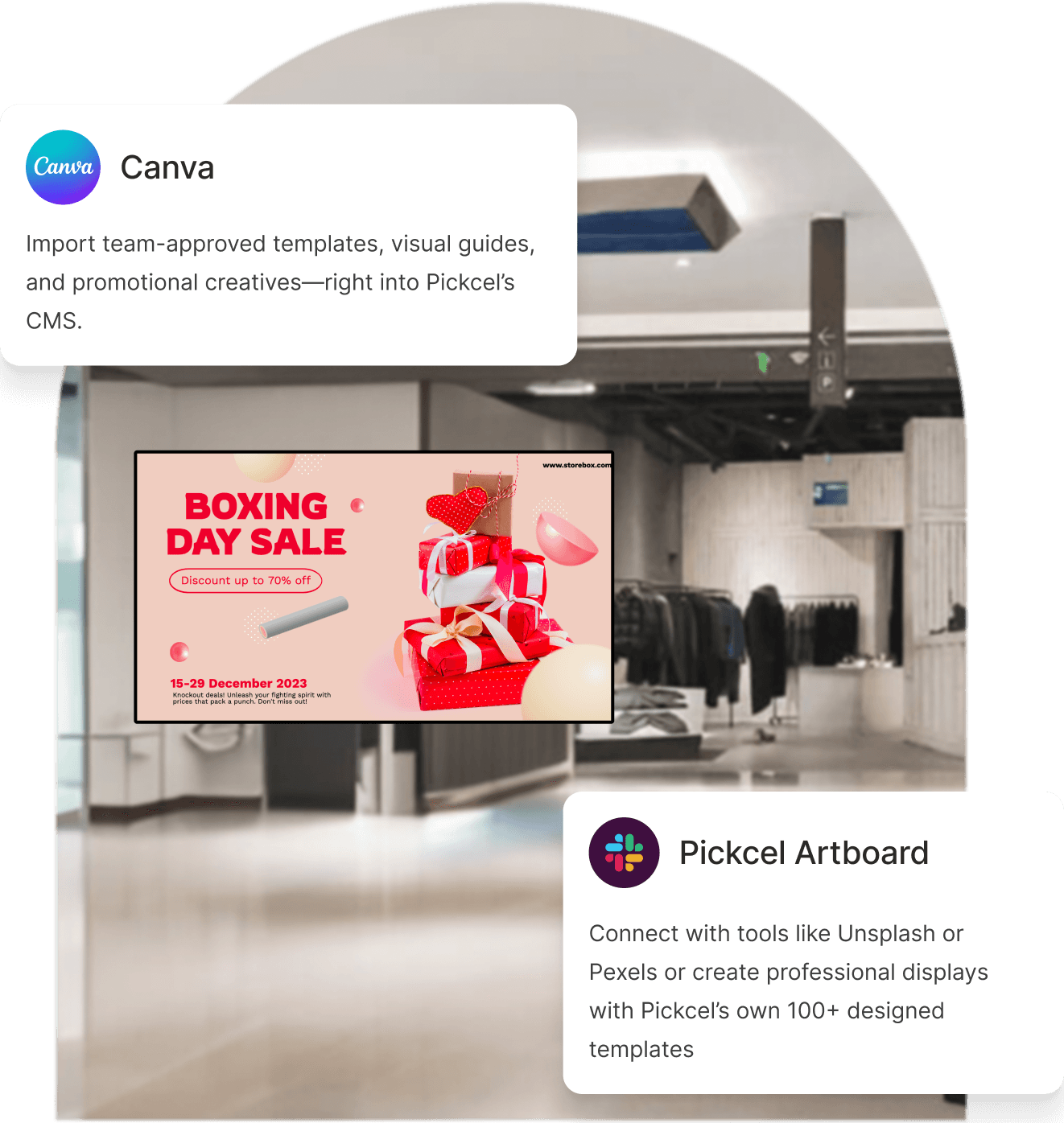 Retail digital signage display showing promotions Retail digital signage display showing promotions
