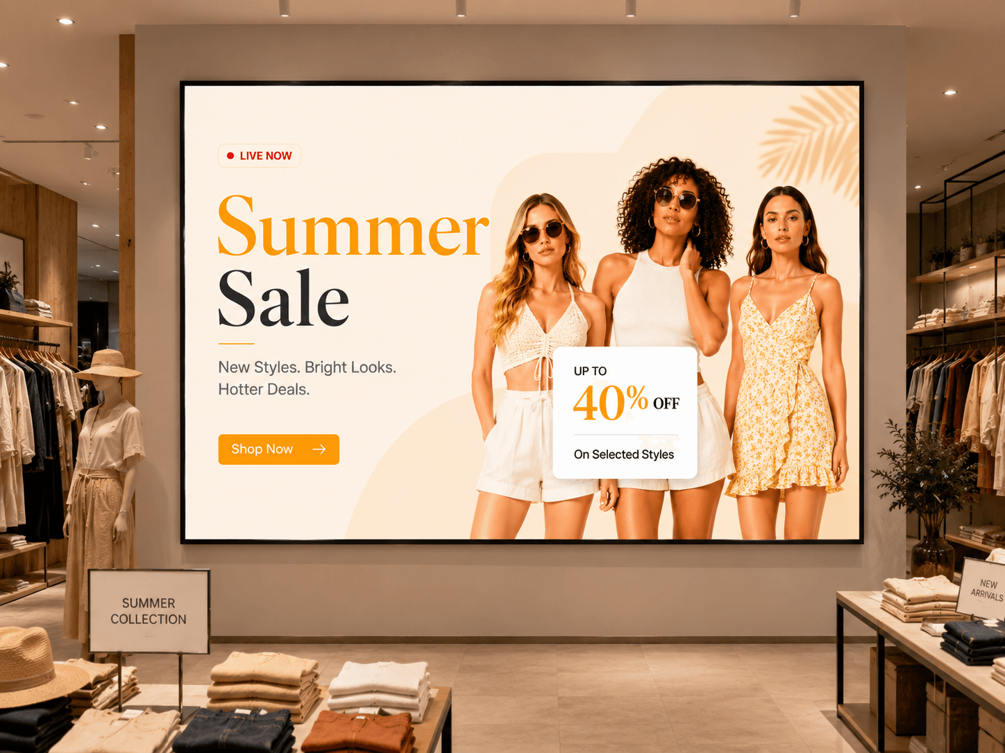 Fashion apparel digital signage in a retail store Fashion apparel digital signage in a retail store