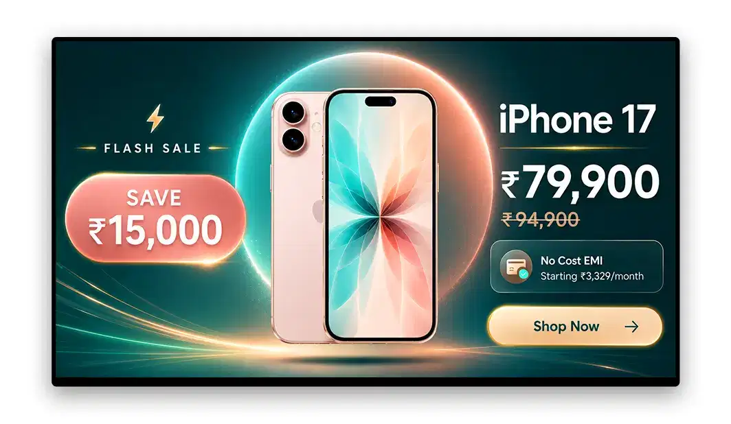 Electronics retail pricing boards displaying real-time promotional pricing via Pickcel Electronics retail pricing boards displaying real-time promotional pricing via Pickcel
