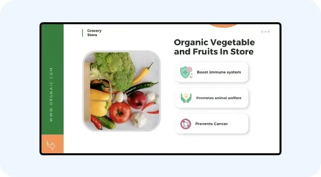 Digital signage displaying health and nutritional information in grocery stores Digital signage displaying health and nutritional information in grocery stores