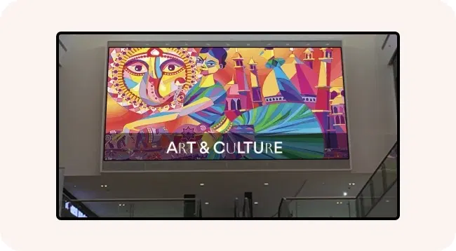 Art and cultural exhibits displayed through digital signage in shopping malls Art and cultural exhibits displayed through digital signage in shopping malls
