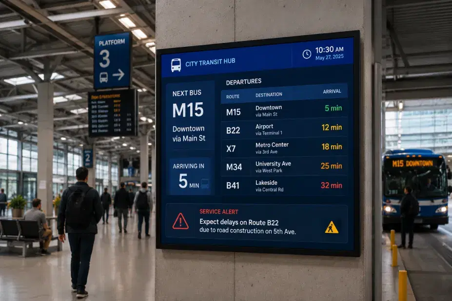 Transportation Digital Signage Transportation digital signage across bus, train, and airport transit networks