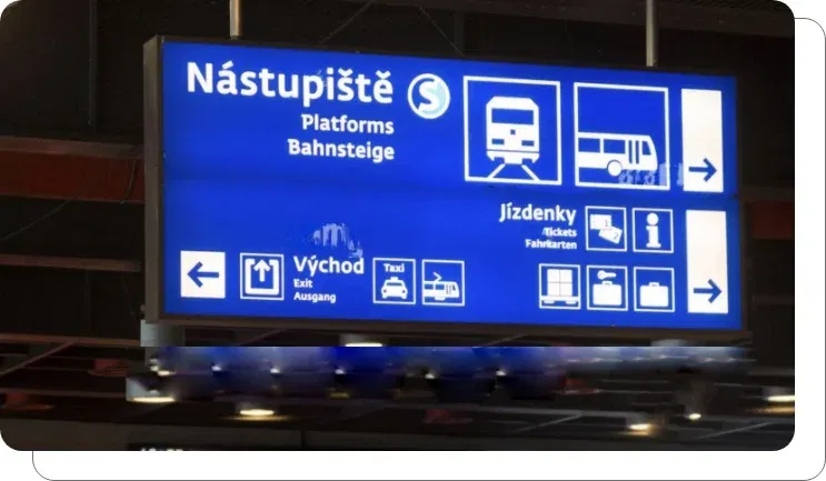 A digital signage screen showing client reviews in an office A digital signage screen showing client reviews in an office