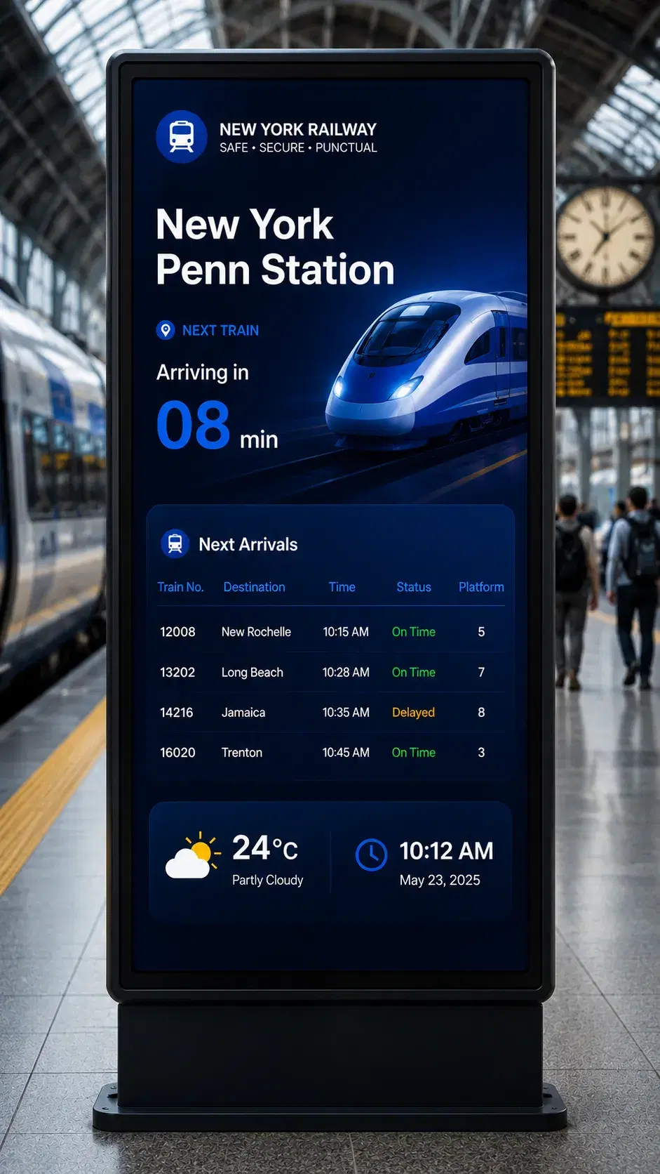 UBN Enterprise intercity train advertising UBN Enterprise on-train screens showing digital advertising content