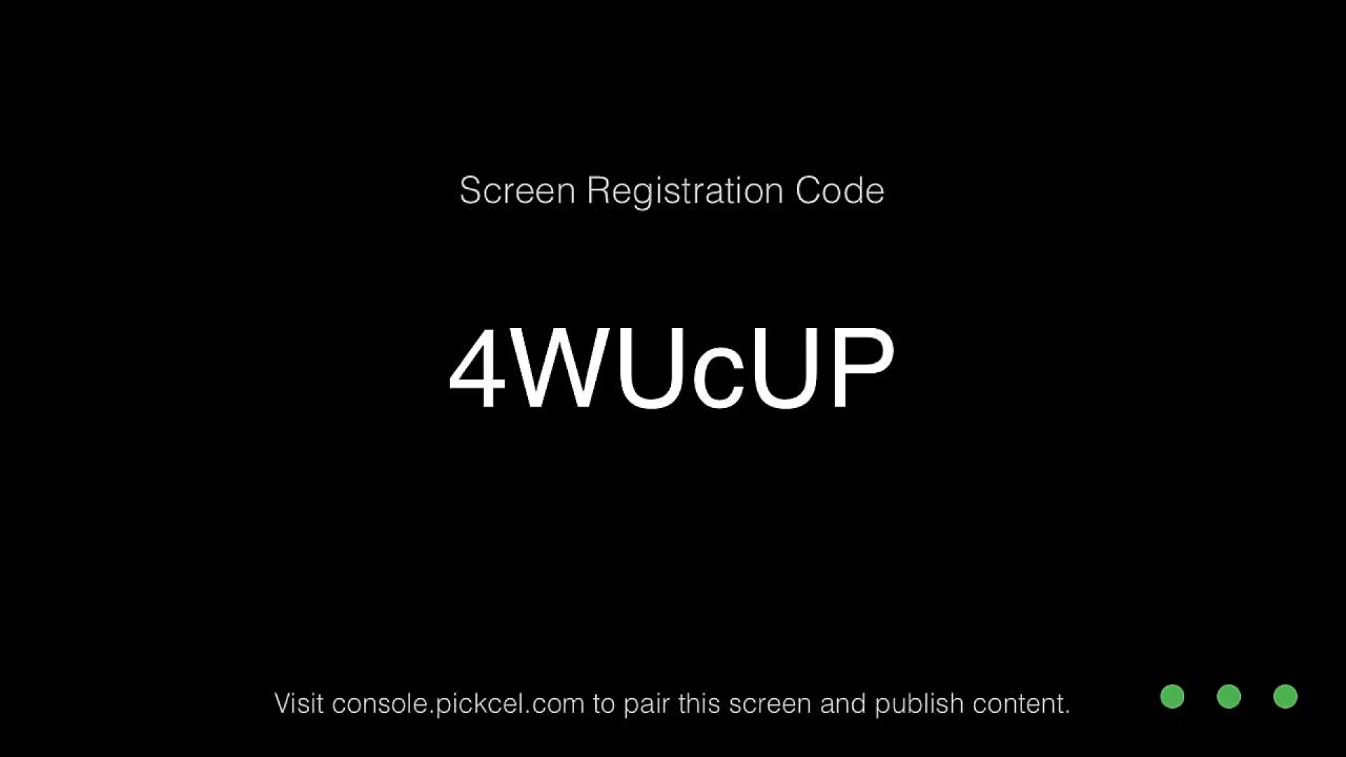 Apple device screen showing unique screen registration code Apple device screen showing unique screen registration code