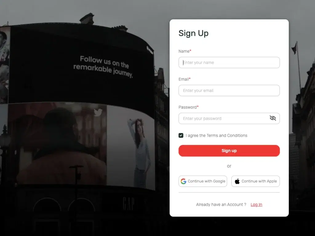 Pickcel software sign up screen Pickcel software sign up screen