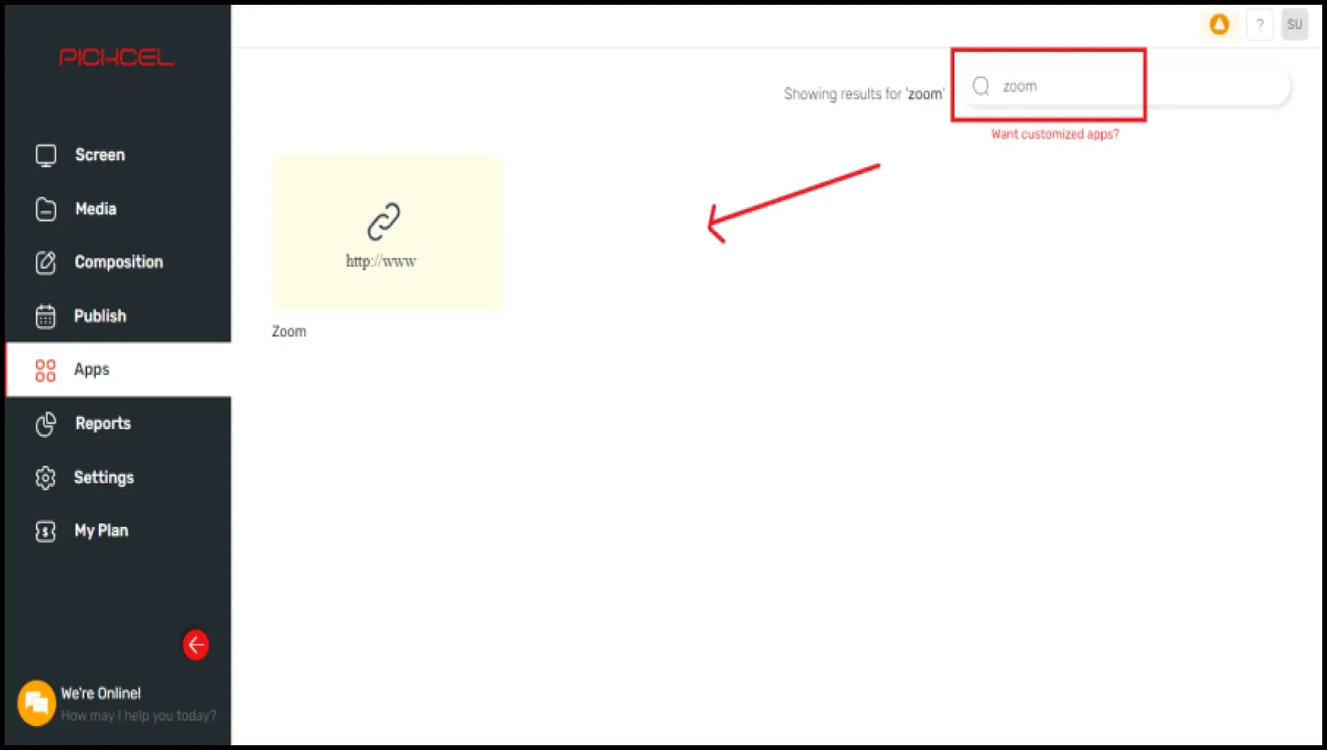 Create Zoom app in Pickcel Create Zoom app in Pickcel