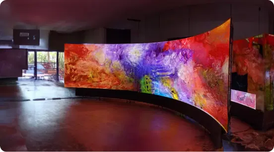 An office digital screen with a welcome onboard message An office digital screen with a welcome onboard message