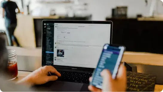 An office digital signage screen showing financing info An office digital signage screen showing financing info