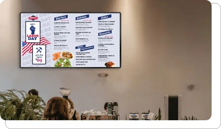 More than just e-menus A digital menu board for a coffee shop running menu and ads simultaneously