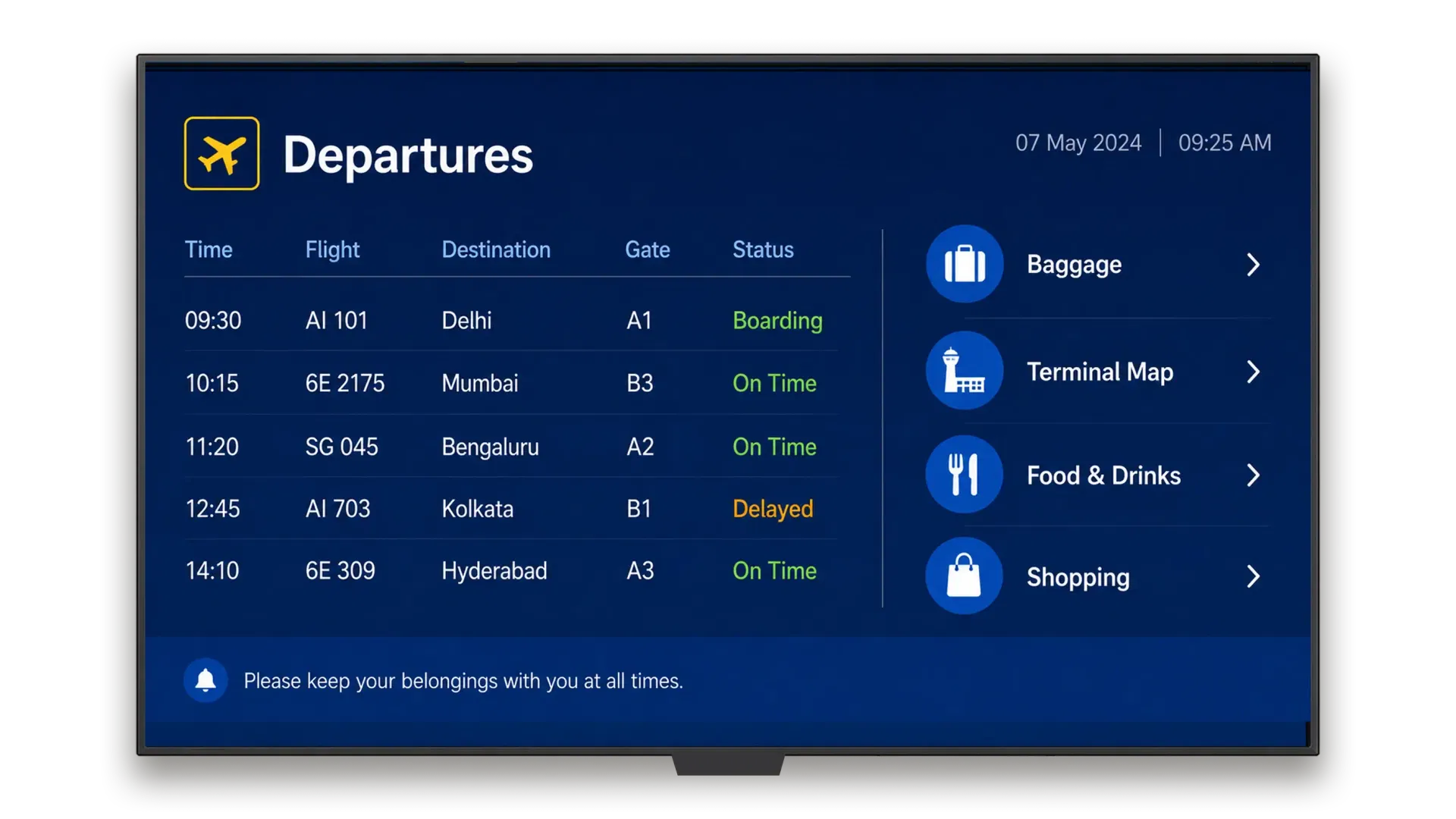 Pickcel FIDS software — flight information display system dashboard Pickcel FIDS software — flight information display system dashboard