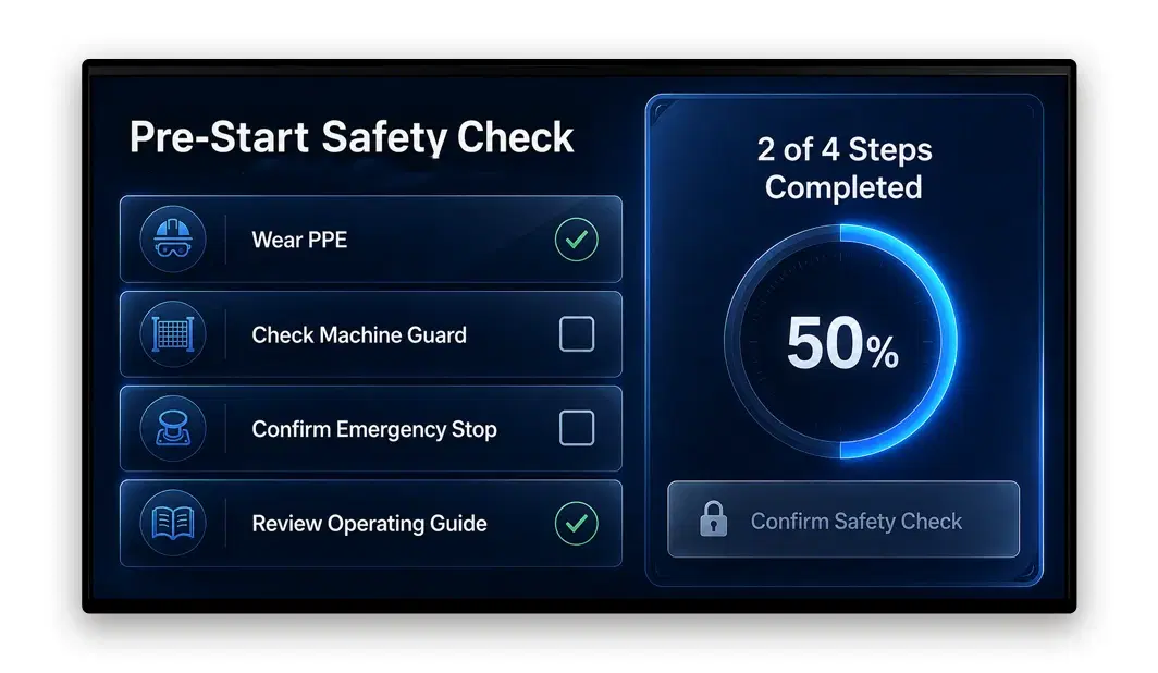 Manufacturing floor display board with live KPIs
