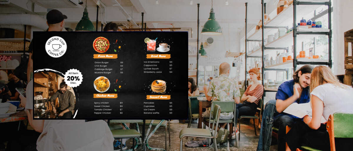 JW Marriott hotel equipped with digital signage screen displaying customer reviews and their experiences during the stay